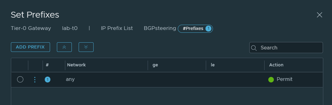 nsx-t t0 prefix list