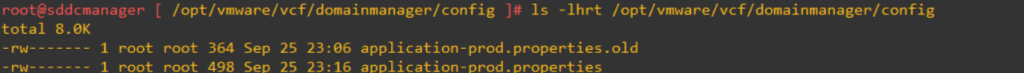 sddc manager application-prod.properties permissions