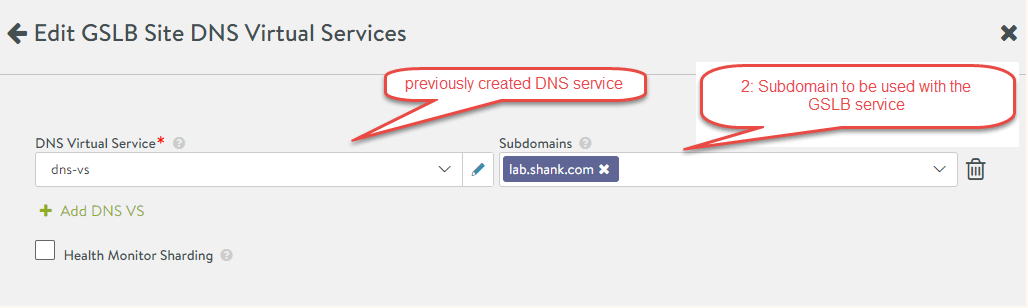 nsx-alb configure DNS virtual service for GSLB