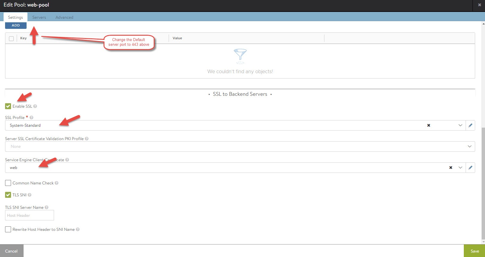 configure server side ssl termination