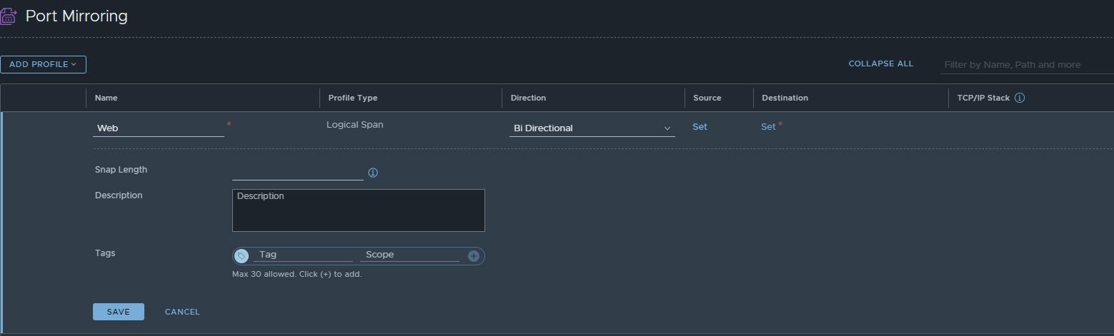 configuring nsx-t port mirroring