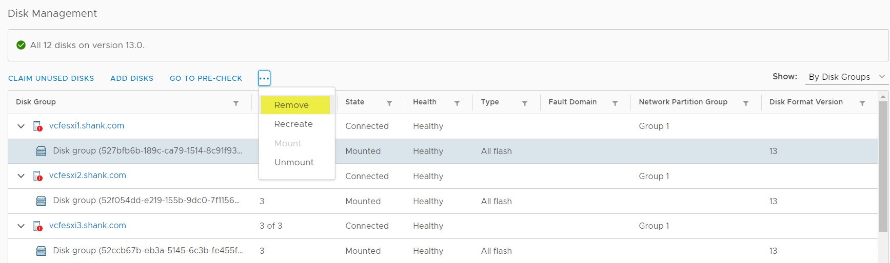 Recreating VCF Managed vSAN Disk Groups – LAB2PROD