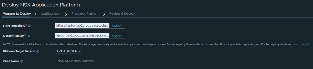 deploy nsx application platform harbor docker